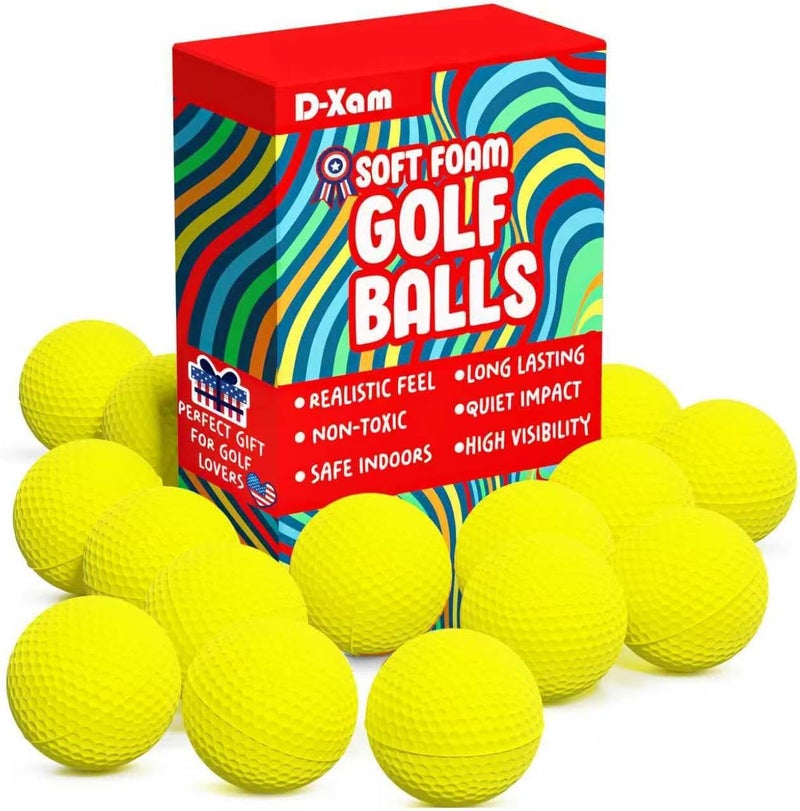 Dexam Foam Golf Balls Bulk Practice Golf Ball Soft Multicolor, Yellow, White or Orange | Long Lasting & Realistic Feel | Limited Flight Use Indoors Outdoors Backyard Training - Image 1
